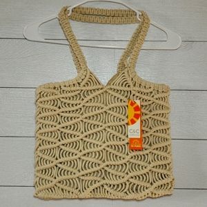 C&C California Macrame The Beach Collection Macrame Tote Cream/Natural color